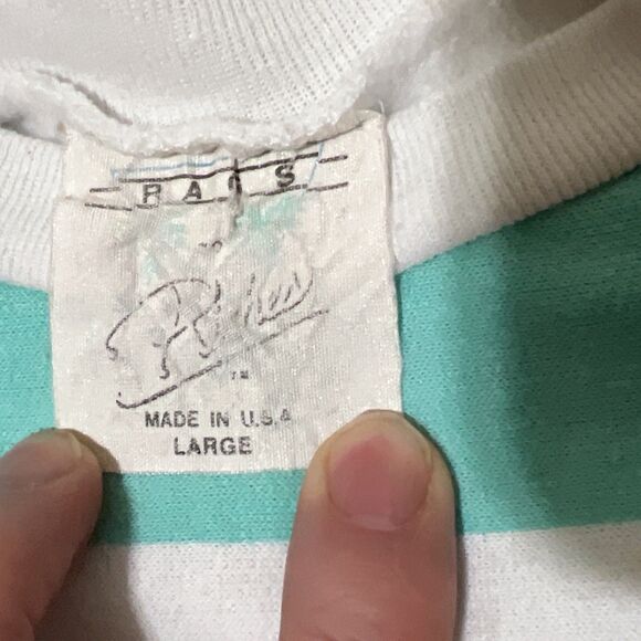 VTG Maine Lobster Puffy Graphic L Sweatshirt Striped 90s USA Blue White Tourism - Picture 2 of 8